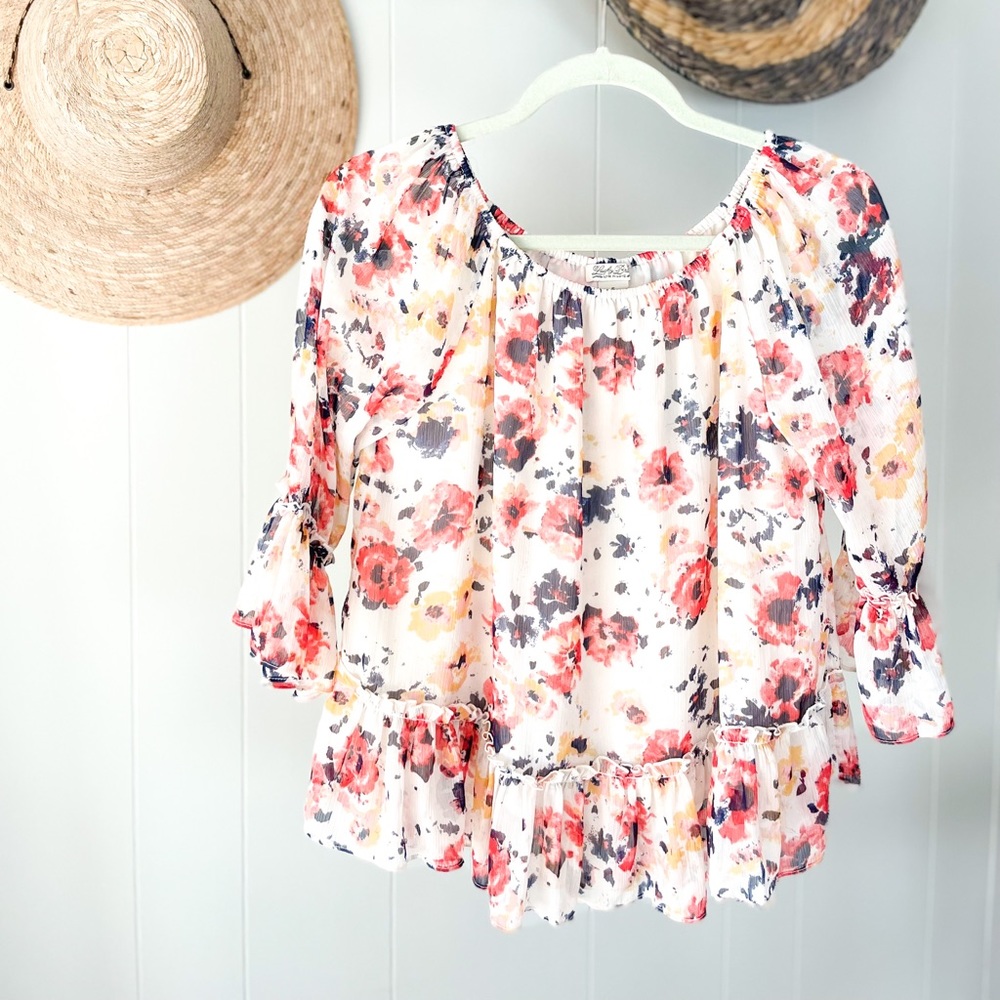 Lucky Brand Crepe Floral Blouse